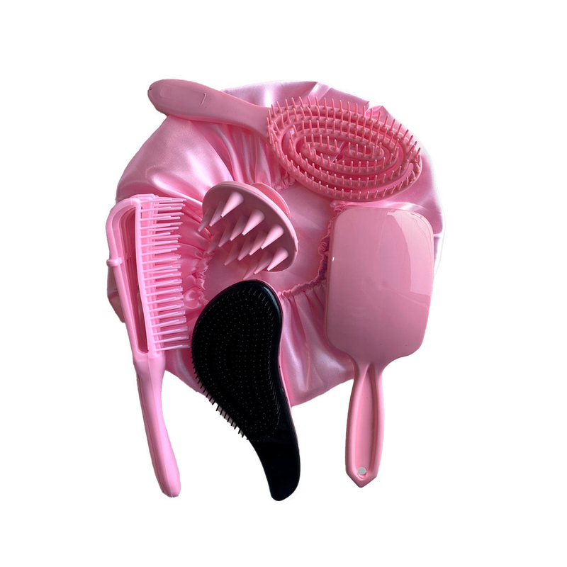 Kit 5 Escovas Profissionais + Touca de Cetim para Cabelos Sem Frizz – Cuidados Completos – LÚMMINA STORE